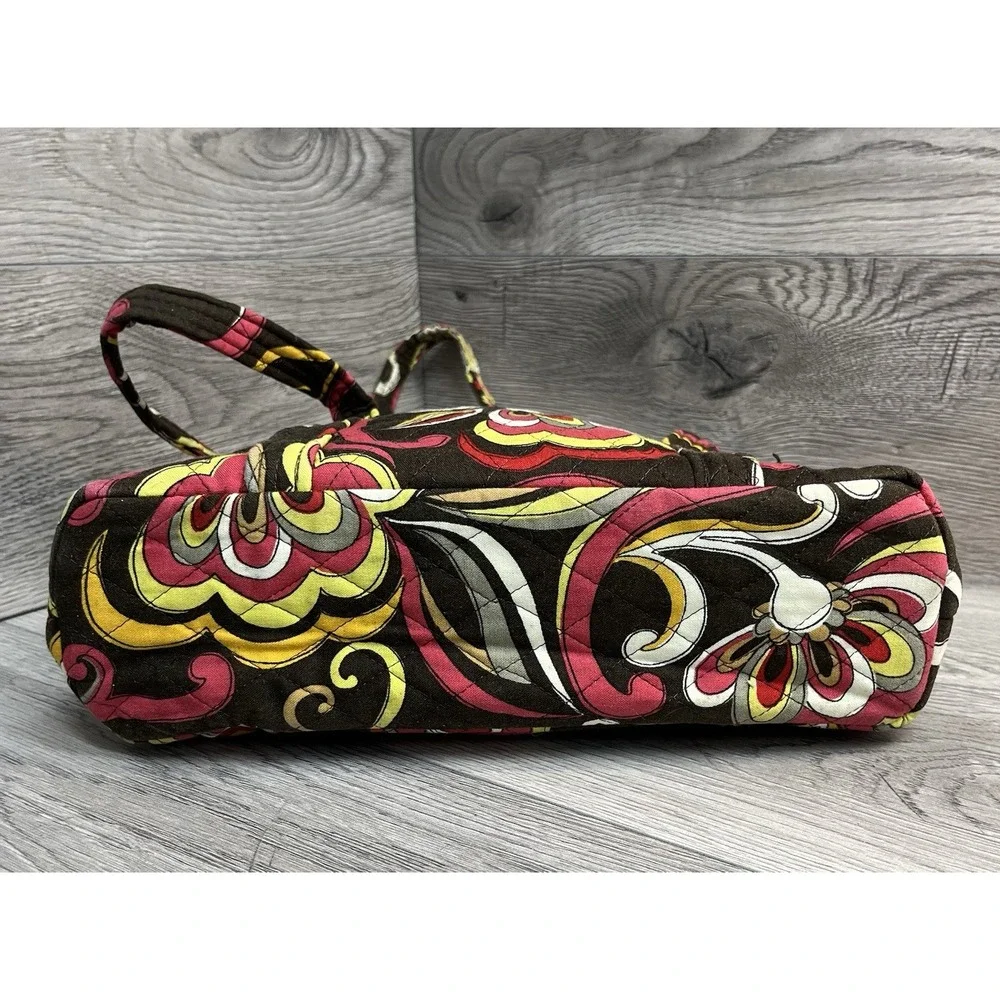 Brown Floral Shoulder Bag With Zip Closure And Matching Wallet By Vera Bradley